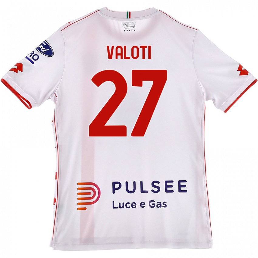 Gyermek Mattia Valoti #27 Fehér Piros Idegenbeli Jersey 2024/25 Mez Póló Ing