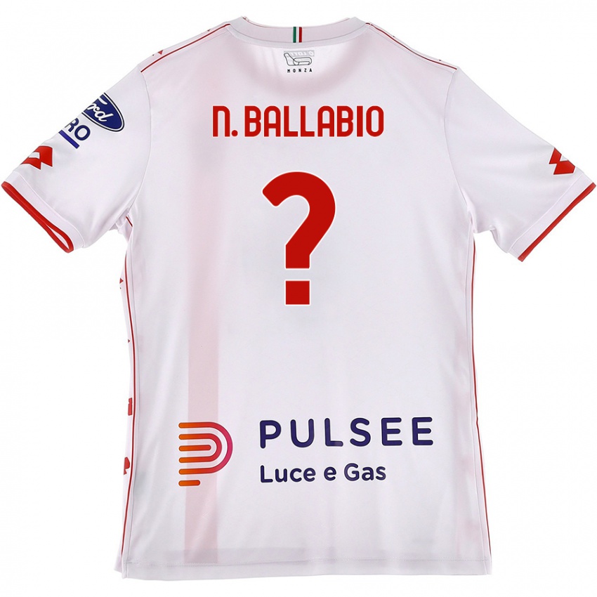 Gyermek Nicolò Ballabio #0 Fehér Piros Idegenbeli Jersey 2024/25 Mez Póló Ing