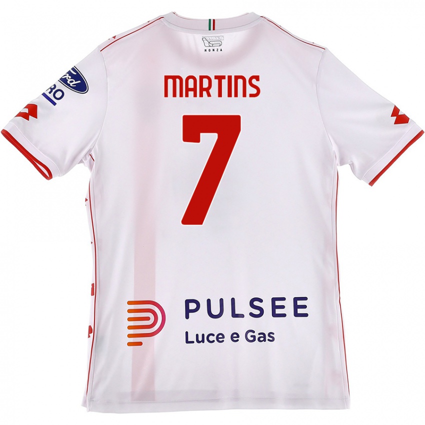 Gyermek Kevin Martins #7 Fehér Piros Idegenbeli Jersey 2024/25 Mez Póló Ing