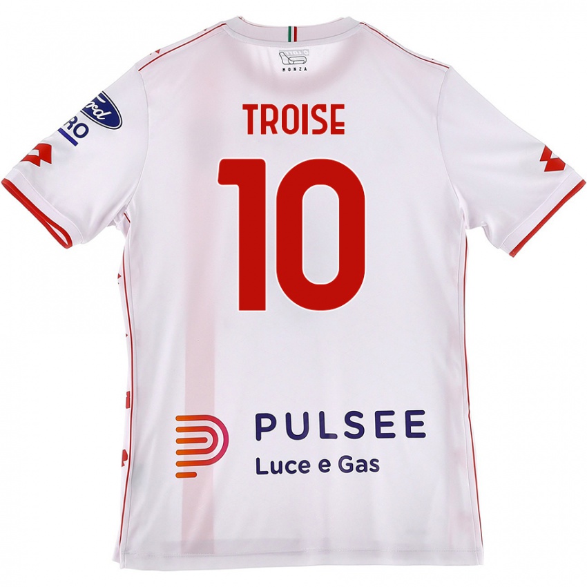 Gyermek Antonio Troise #10 Fehér Piros Idegenbeli Jersey 2024/25 Mez Póló Ing