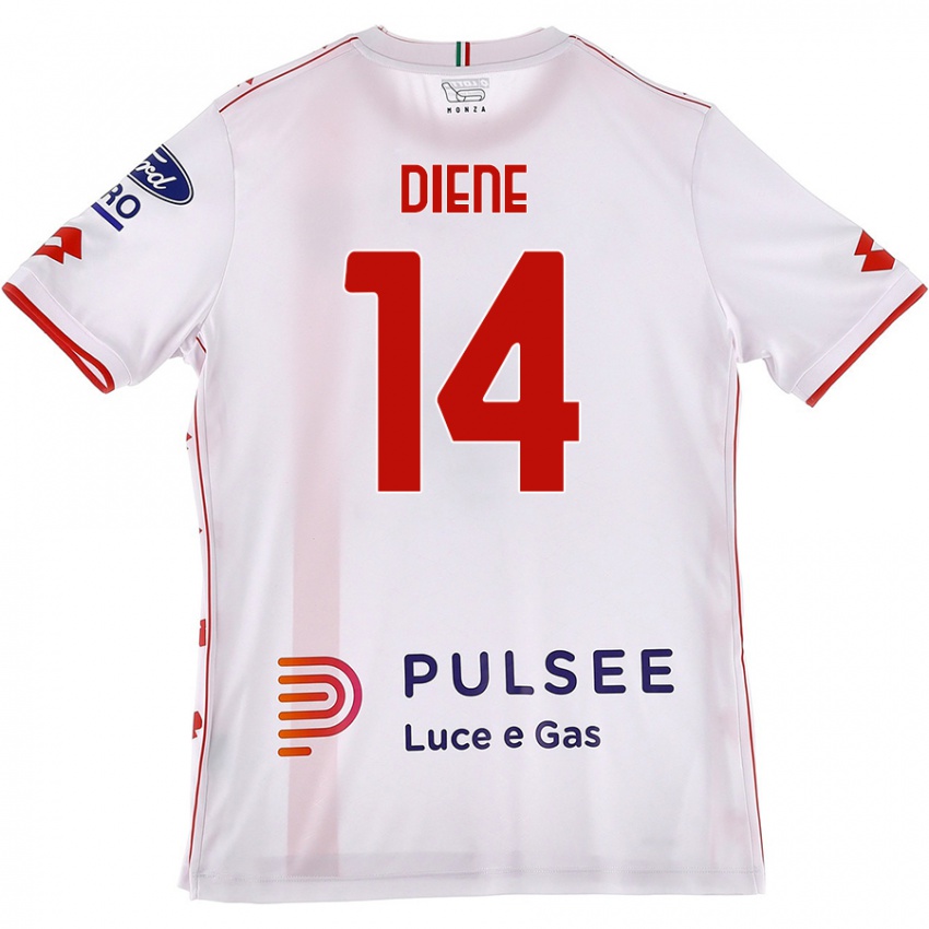 Gyermek Abdou Diene #14 Fehér Piros Idegenbeli Jersey 2024/25 Mez Póló Ing