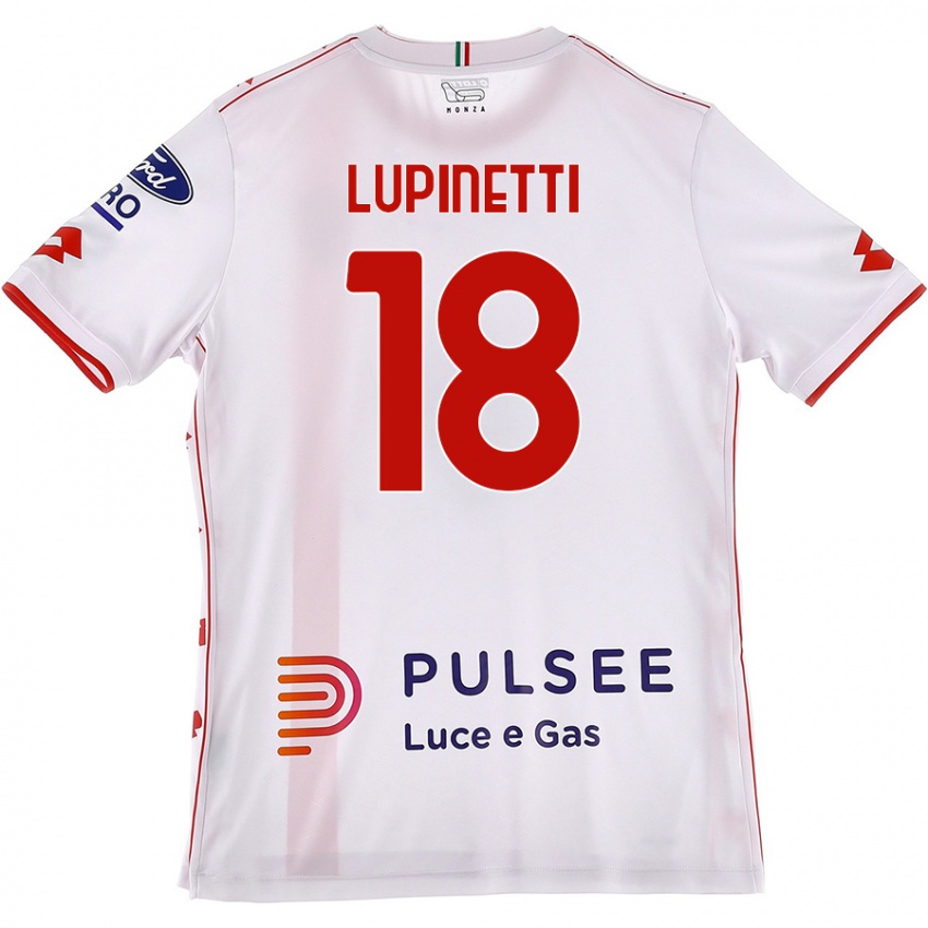 Gyermek Tommaso Lupinetti #18 Fehér Piros Idegenbeli Jersey 2024/25 Mez Póló Ing