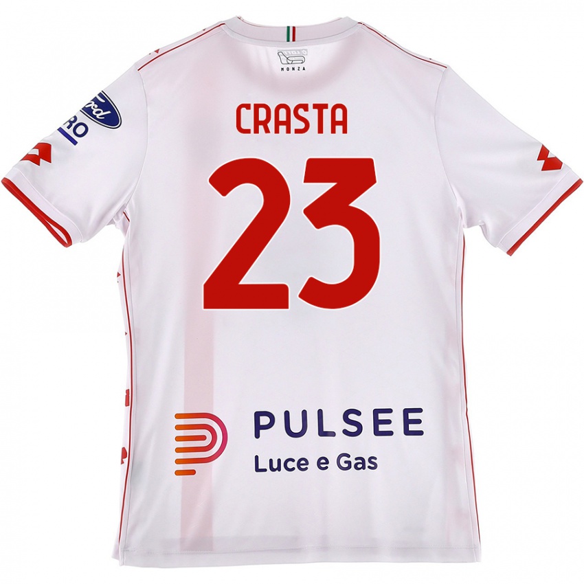 Gyermek Mario Crasta #23 Fehér Piros Idegenbeli Jersey 2024/25 Mez Póló Ing