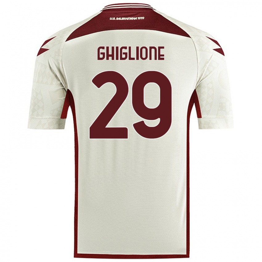 Gyermek Paolo Ghiglione #29 Krém Színű Idegenbeli Jersey 2024/25 Mez Póló Ing