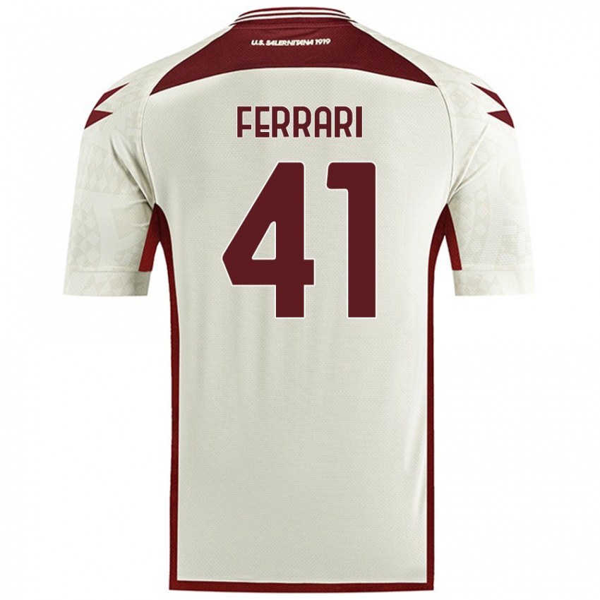 Gyermek Tommaso Ferrari #41 Krém Színű Idegenbeli Jersey 2024/25 Mez Póló Ing