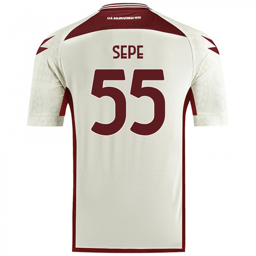 Gyermek Luigi Sepe #55 Krém Színű Idegenbeli Jersey 2024/25 Mez Póló Ing