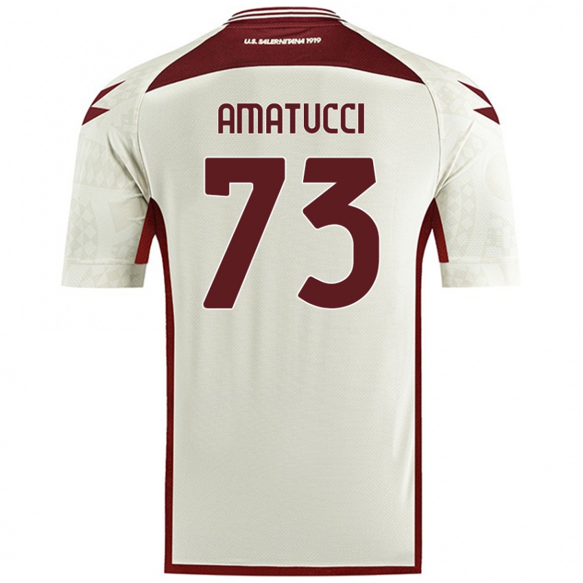 Gyermek Lorenzo Amatucci #73 Krém Színű Idegenbeli Jersey 2024/25 Mez Póló Ing