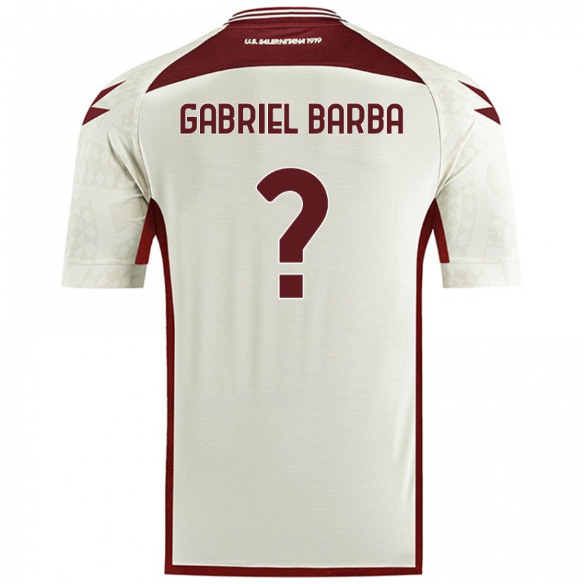 Gyermek Luigi Gabriel Barba #0 Krém Színű Idegenbeli Jersey 2024/25 Mez Póló Ing