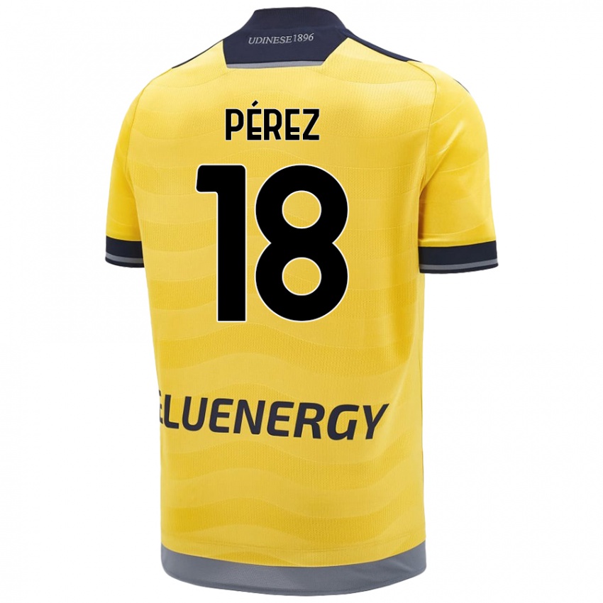 Gyermek Nehuén Pérez #18 Aranysárga Idegenbeli Jersey 2024/25 Mez Póló Ing