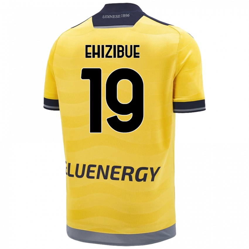 Gyermek Kingsley Ehizibue #19 Aranysárga Idegenbeli Jersey 2024/25 Mez Póló Ing