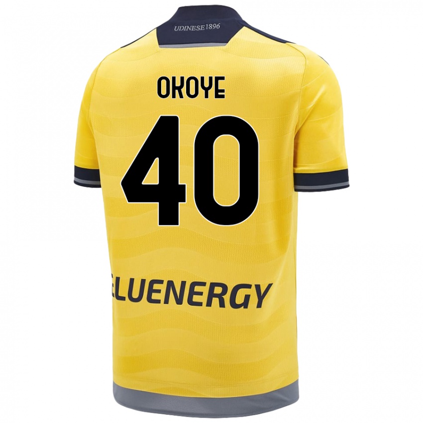 Gyermek Maduka Okoye #40 Aranysárga Idegenbeli Jersey 2024/25 Mez Póló Ing