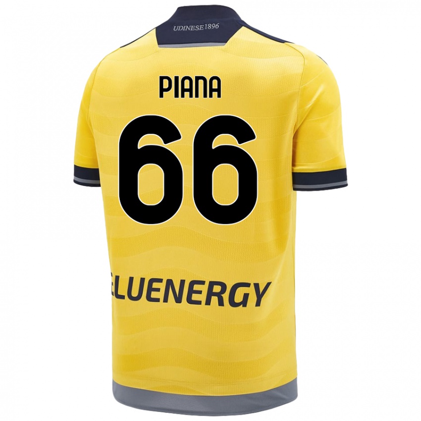 Gyermek Edoardo Piana #66 Aranysárga Idegenbeli Jersey 2024/25 Mez Póló Ing