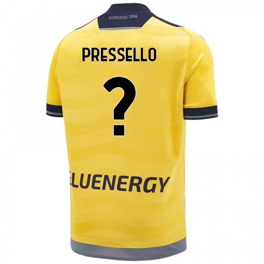 Gyermek Matteo Pressello #0 Aranysárga Idegenbeli Jersey 2024/25 Mez Póló Ing