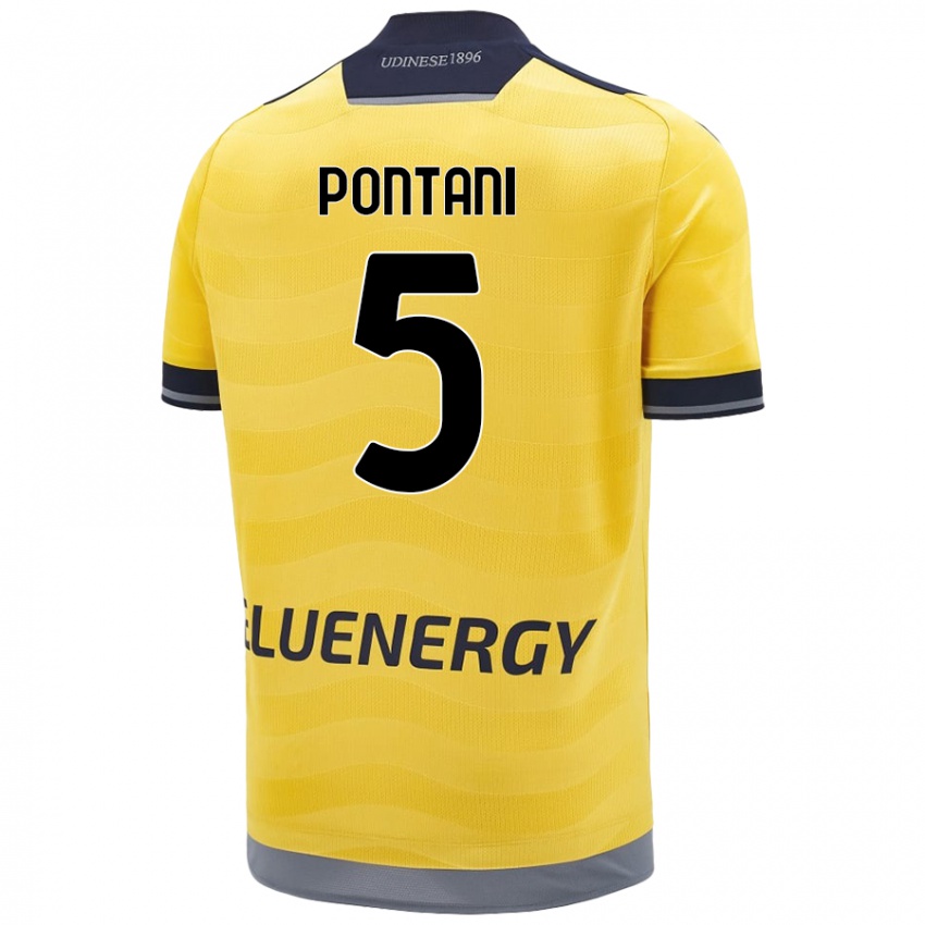 Gyermek Leonardo Pontani #5 Aranysárga Idegenbeli Jersey 2024/25 Mez Póló Ing