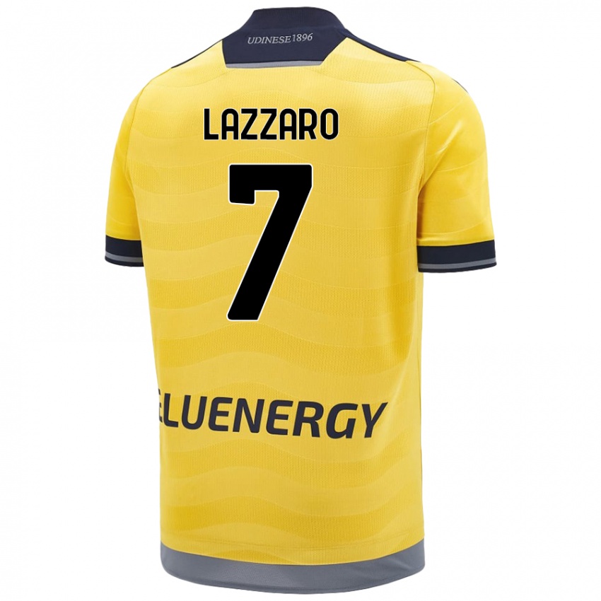 Gyermek Davide Lazzaro #7 Aranysárga Idegenbeli Jersey 2024/25 Mez Póló Ing