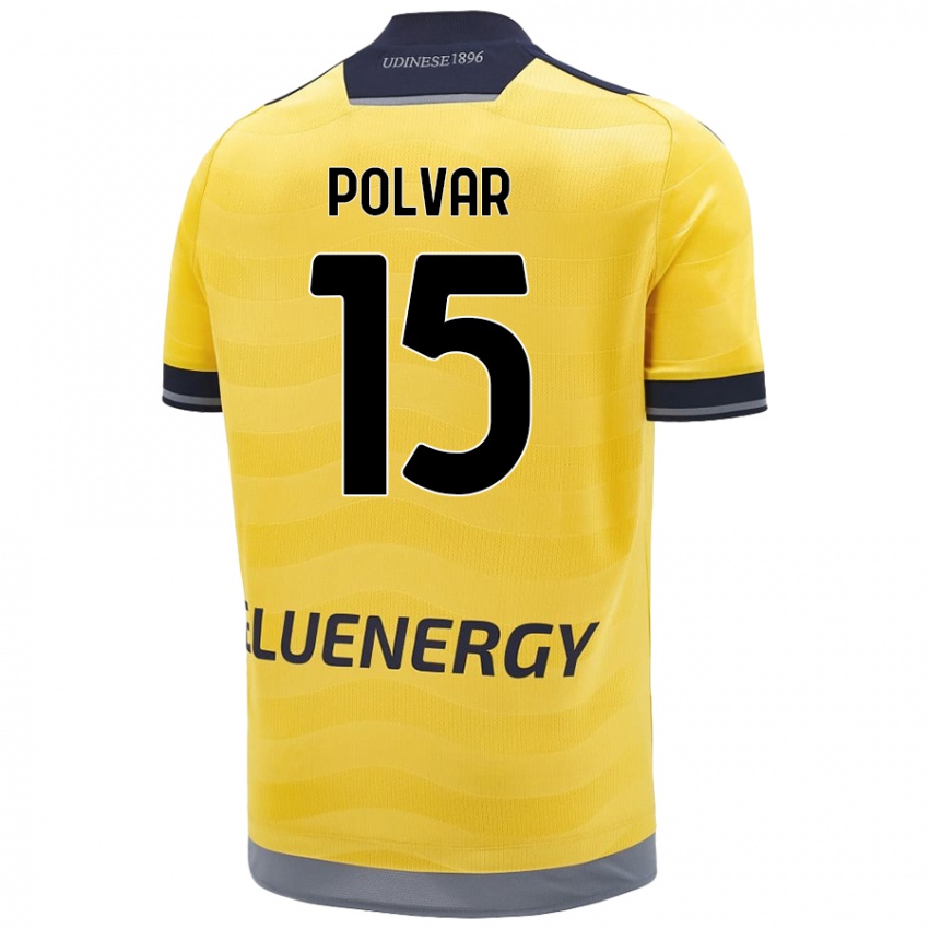 Gyermek Francesco Polvar #15 Aranysárga Idegenbeli Jersey 2024/25 Mez Póló Ing