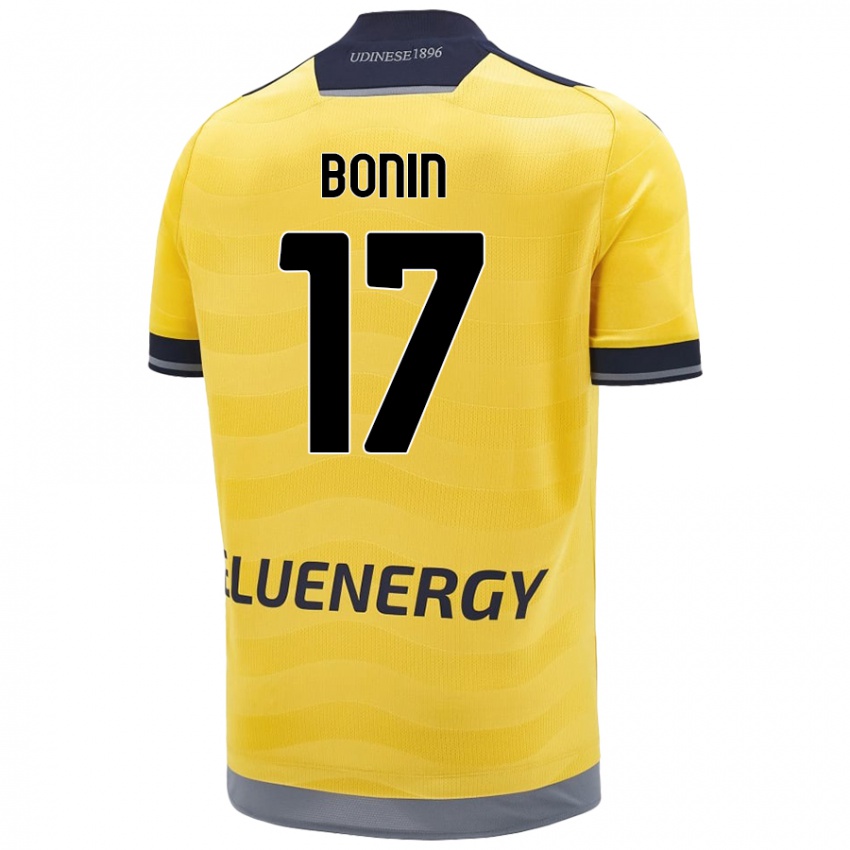 Gyermek Luca Bonin #17 Aranysárga Idegenbeli Jersey 2024/25 Mez Póló Ing