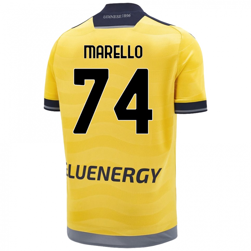 Gyermek Mattia Marello #74 Aranysárga Idegenbeli Jersey 2024/25 Mez Póló Ing