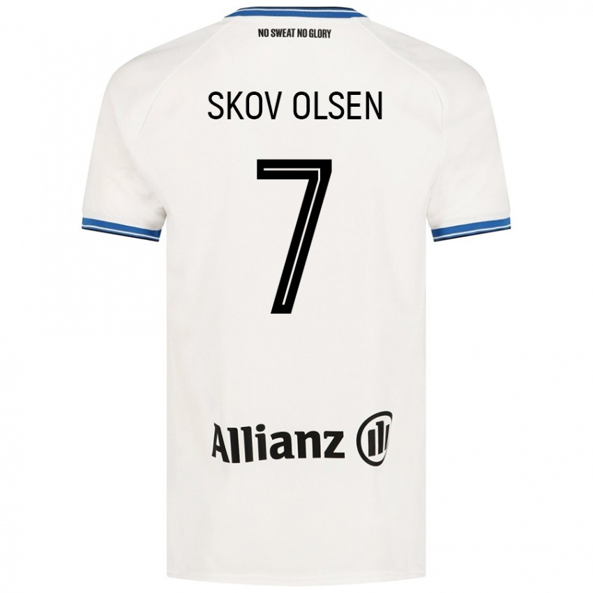 Gyermek Andreas Skov Olsen #7 Fehér Idegenbeli Jersey 2024/25 Mez Póló Ing