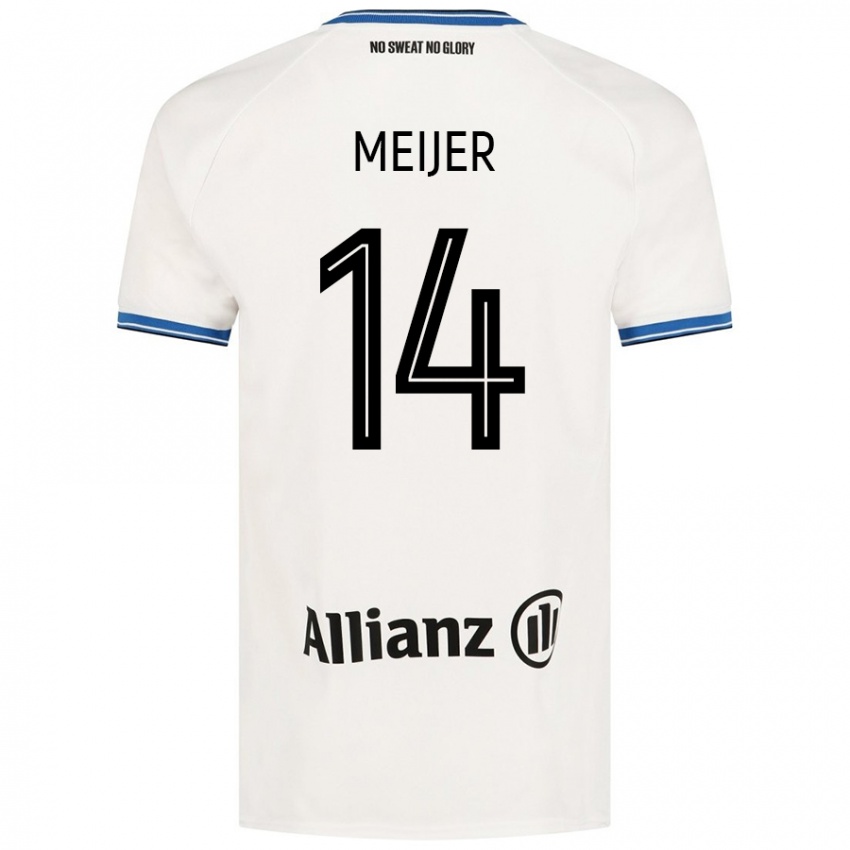 Gyermek Bjorn Meijer #14 Fehér Idegenbeli Jersey 2024/25 Mez Póló Ing