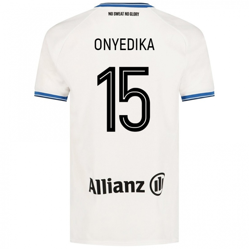 Gyermek Raphael Onyedika #15 Fehér Idegenbeli Jersey 2024/25 Mez Póló Ing