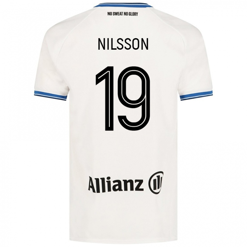 Gyermek Gustaf Nilsson #19 Fehér Idegenbeli Jersey 2024/25 Mez Póló Ing