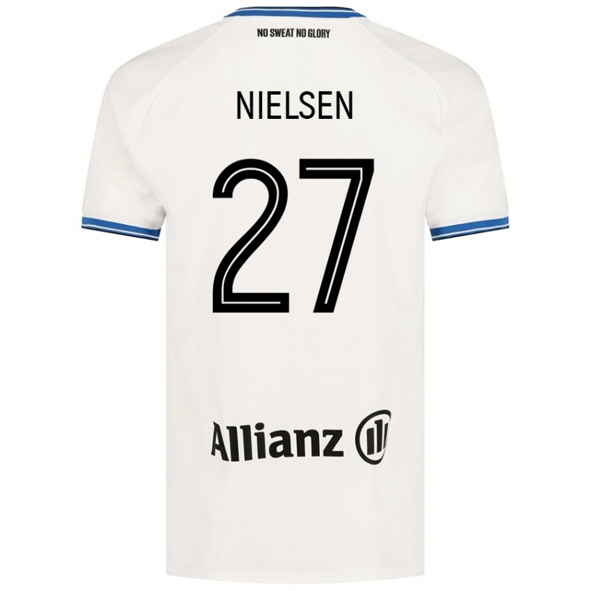 Gyermek Casper Nielsen #27 Fehér Idegenbeli Jersey 2024/25 Mez Póló Ing