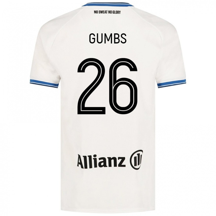 Gyermek Aisse Gumbs #26 Fehér Idegenbeli Jersey 2024/25 Mez Póló Ing