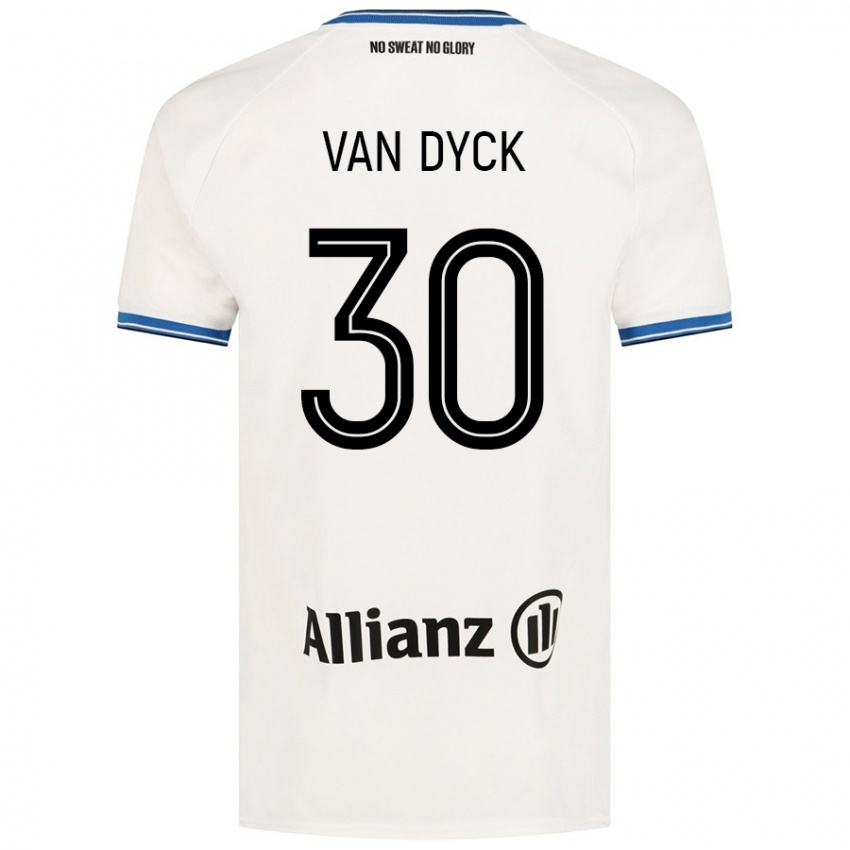 Gyermek Nell Van Dyck #30 Fehér Idegenbeli Jersey 2024/25 Mez Póló Ing