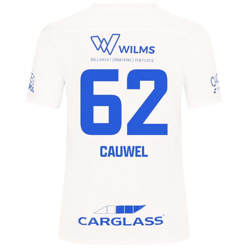 Gyermek Michiel Cauwel #62 Fehér Idegenbeli Jersey 2024/25 Mez Póló Ing