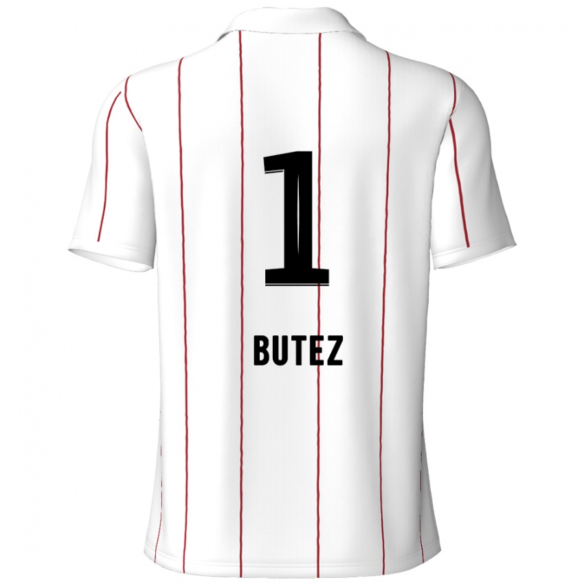 Gyermek Jean Butez #1 Fehér Fekete Idegenbeli Jersey 2024/25 Mez Póló Ing