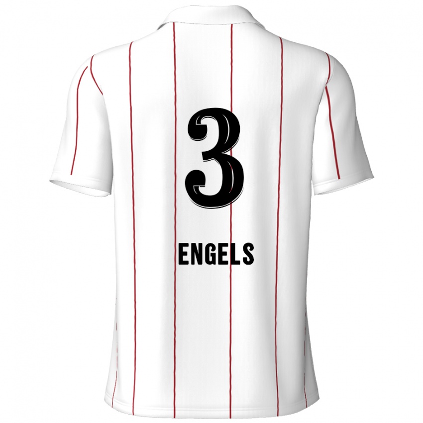 Gyermek Björn Engels #3 Fehér Fekete Idegenbeli Jersey 2024/25 Mez Póló Ing