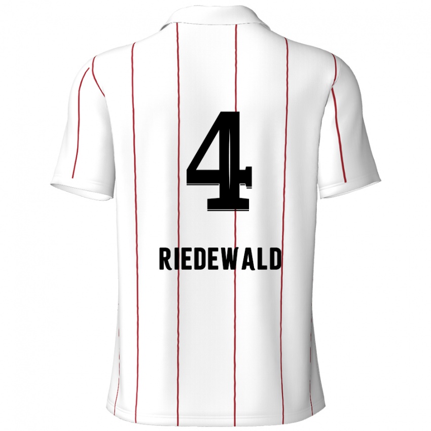 Gyermek Jairo Riedewald #4 Fehér Fekete Idegenbeli Jersey 2024/25 Mez Póló Ing