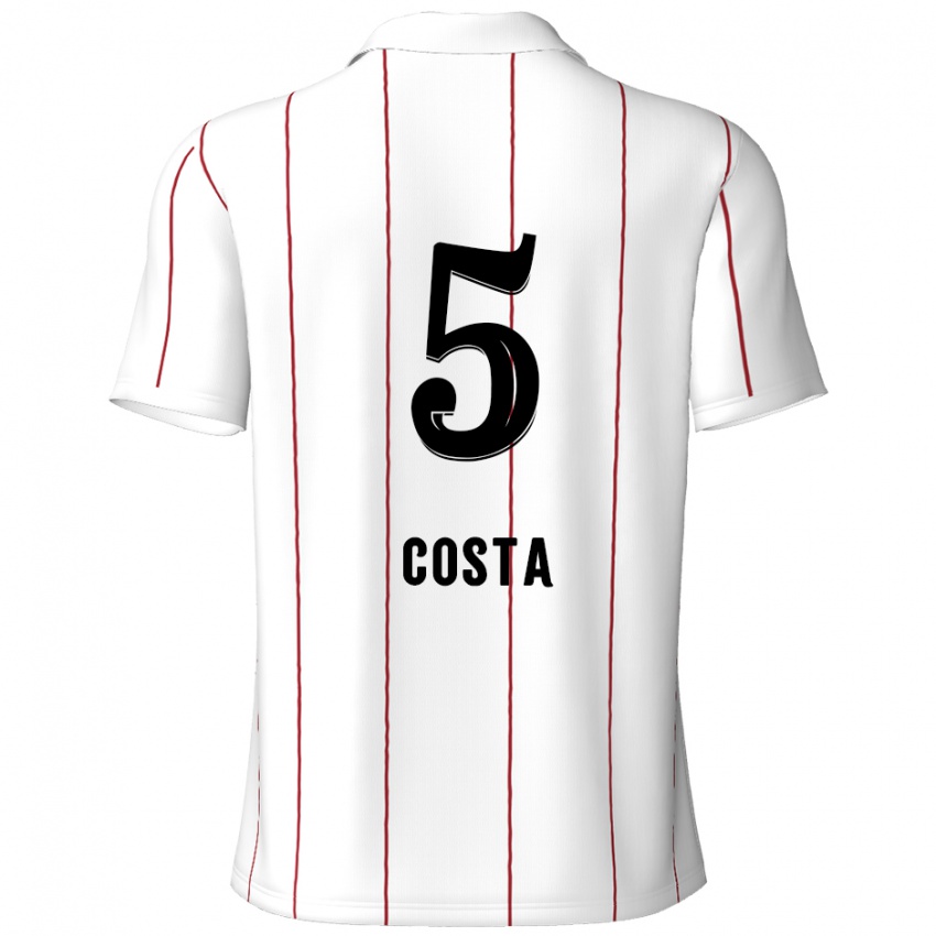 Gyermek Ayrton Costa #5 Fehér Fekete Idegenbeli Jersey 2024/25 Mez Póló Ing