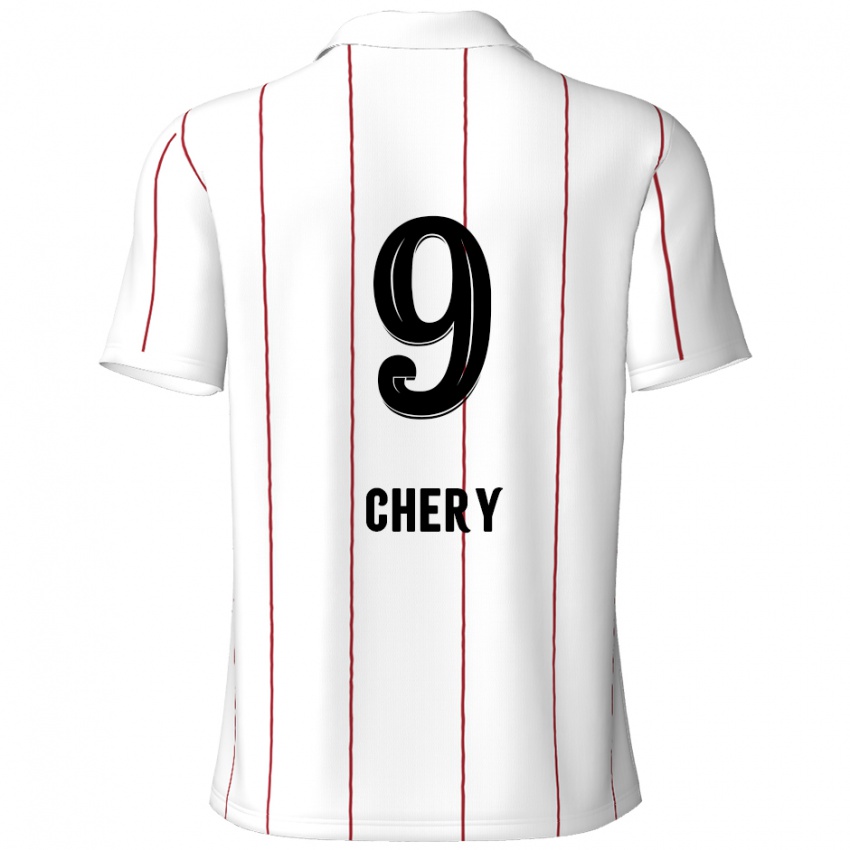 Gyermek Tjaronn Chery #9 Fehér Fekete Idegenbeli Jersey 2024/25 Mez Póló Ing