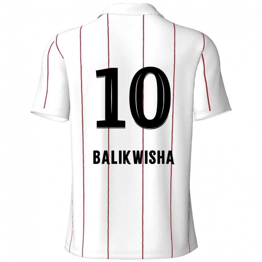 Gyermek Michel-Ange Balikwisha #10 Fehér Fekete Idegenbeli Jersey 2024/25 Mez Póló Ing