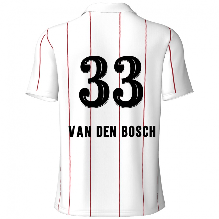 Gyermek Zeno Van Den Bosch #33 Fehér Fekete Idegenbeli Jersey 2024/25 Mez Póló Ing