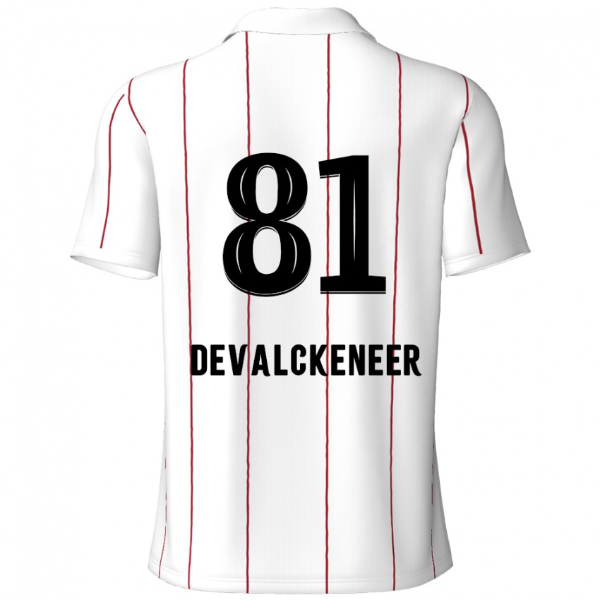 Gyermek Niels Devalckeneer #81 Fehér Fekete Idegenbeli Jersey 2024/25 Mez Póló Ing