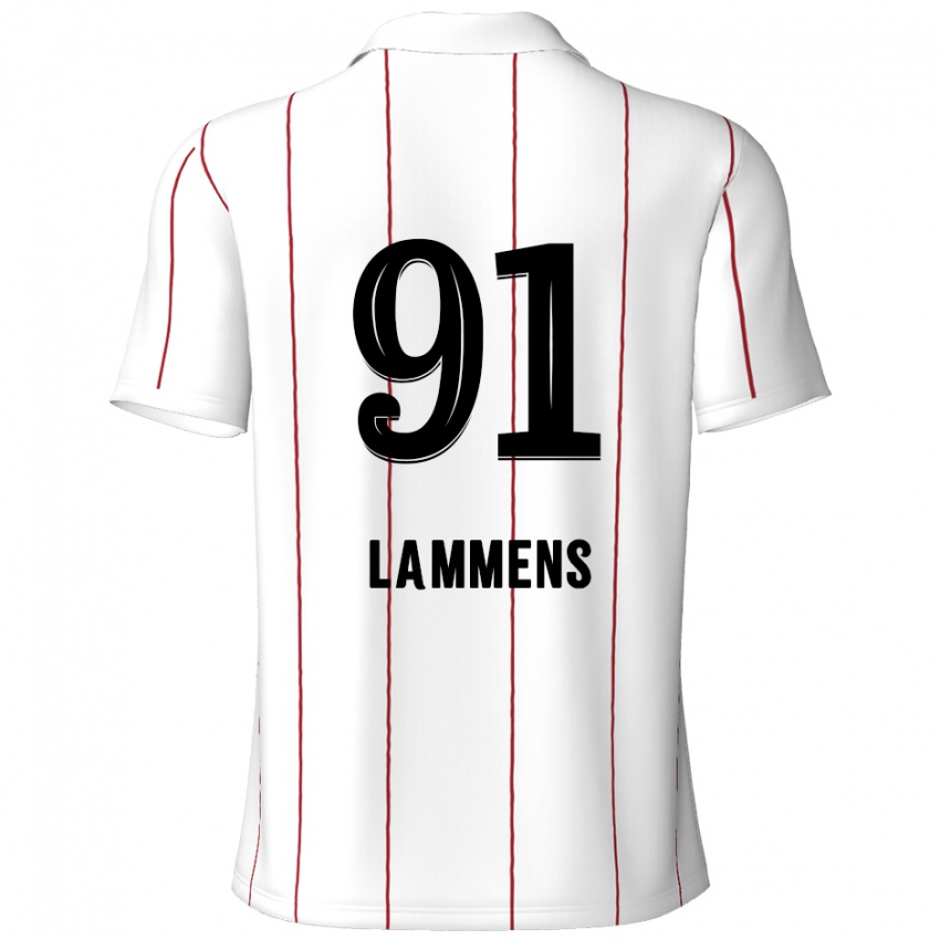 Gyermek Senne Lammens #91 Fehér Fekete Idegenbeli Jersey 2024/25 Mez Póló Ing