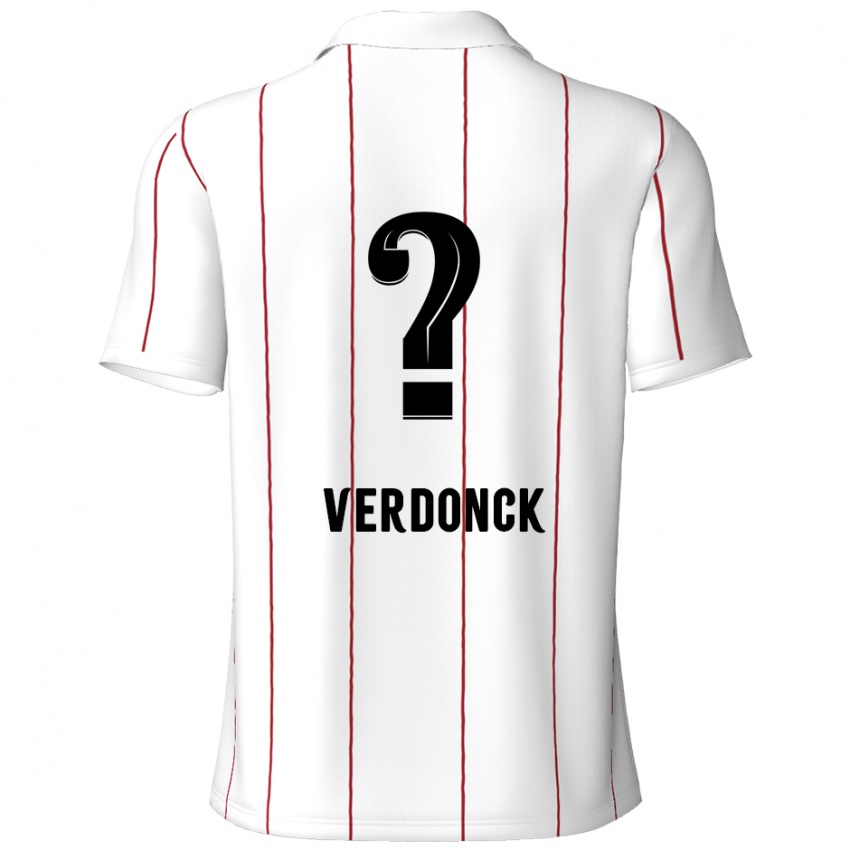 Gyermek Dries Verdonck #0 Fehér Fekete Idegenbeli Jersey 2024/25 Mez Póló Ing