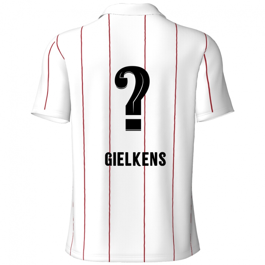 Gyermek Mathijs Gielkens #0 Fehér Fekete Idegenbeli Jersey 2024/25 Mez Póló Ing