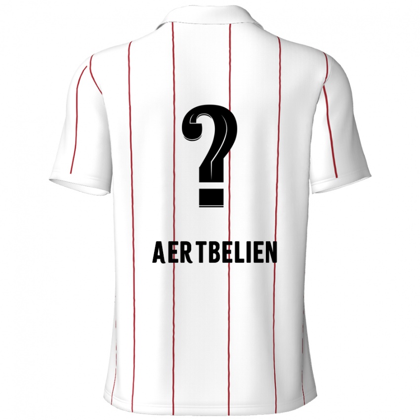 Gyermek Lukas Aertbeliën #0 Fehér Fekete Idegenbeli Jersey 2024/25 Mez Póló Ing