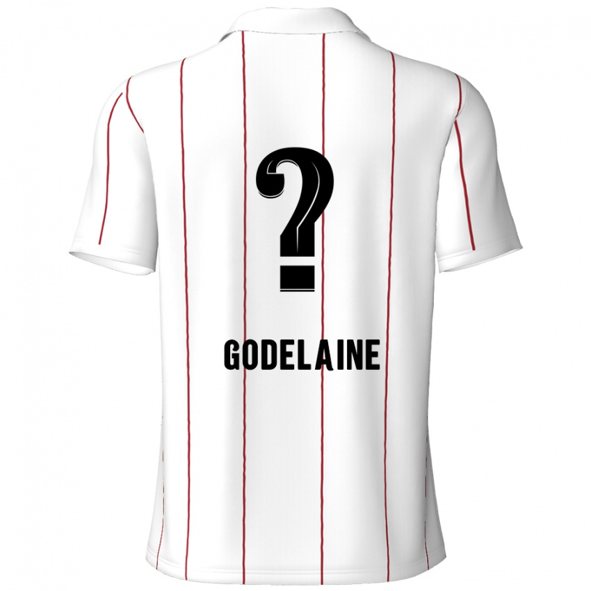 Gyermek Jeff Godelaine #0 Fehér Fekete Idegenbeli Jersey 2024/25 Mez Póló Ing