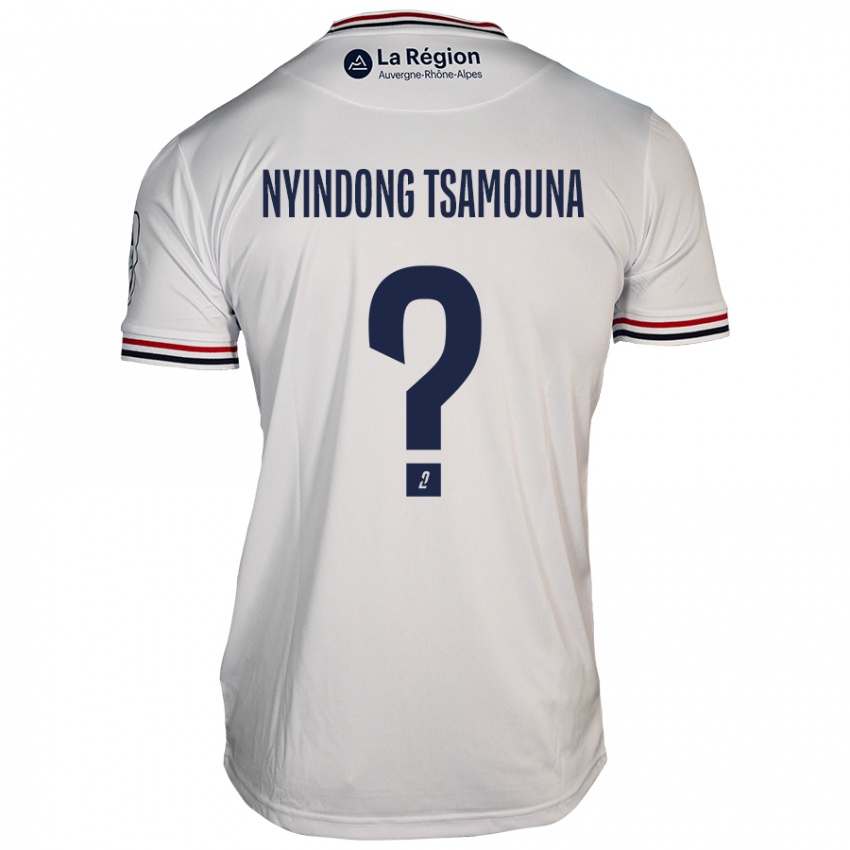 Gyermek Jean Nyindong Tsamouna #0 Fehér Idegenbeli Jersey 2024/25 Mez Póló Ing