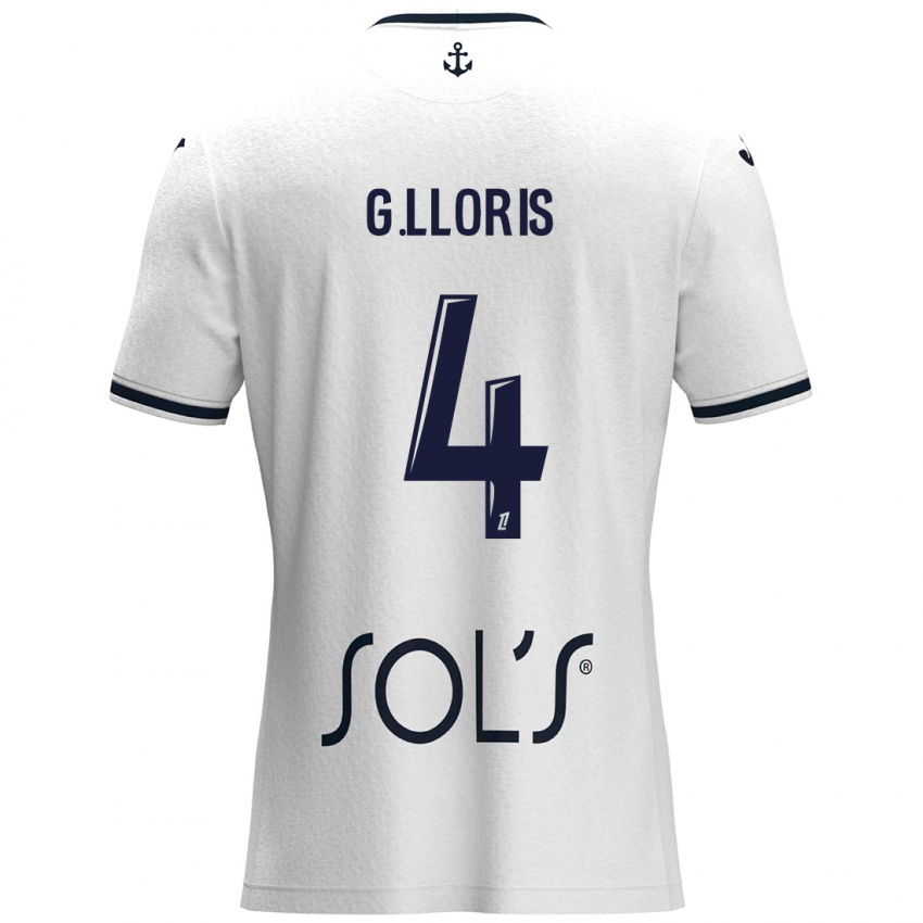 Gyermek Gautier Lloris #4 Fehér Sötétkék Idegenbeli Jersey 2024/25 Mez Póló Ing