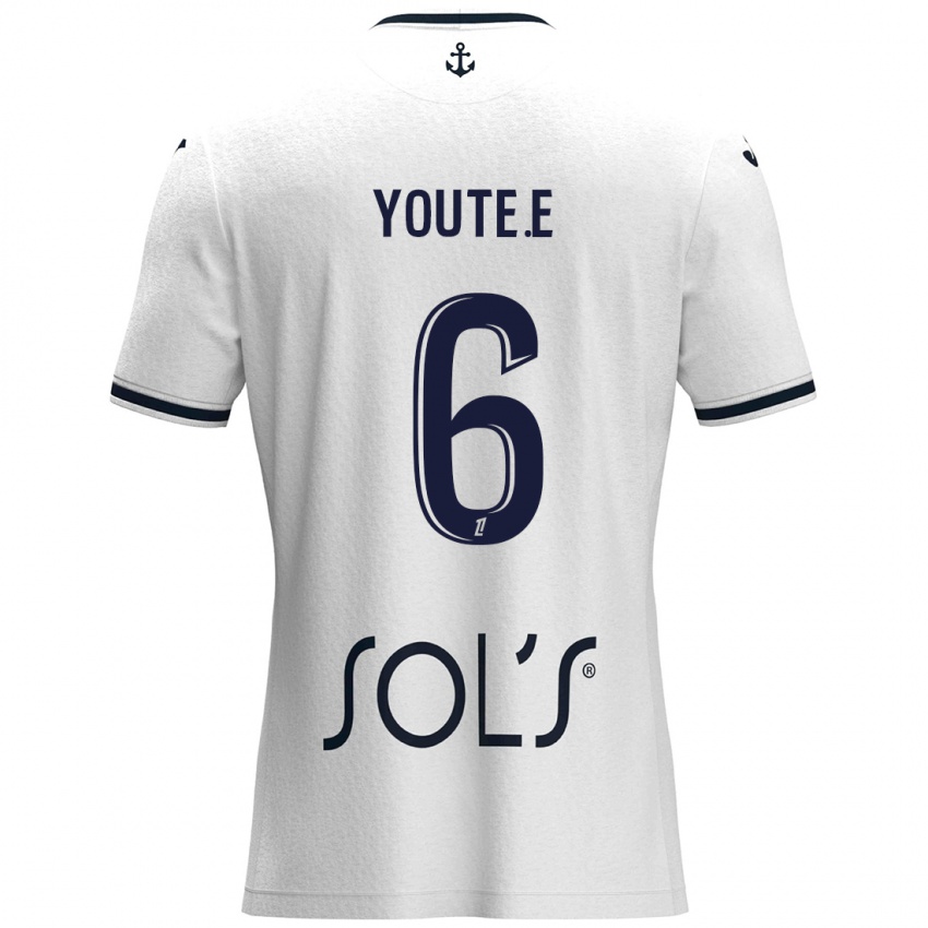 Gyermek Étienne Youté Kinkoué #6 Fehér Sötétkék Idegenbeli Jersey 2024/25 Mez Póló Ing