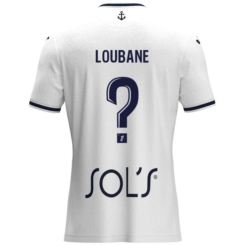 Gyermek Yassine Loubane #0 Fehér Sötétkék Idegenbeli Jersey 2024/25 Mez Póló Ing