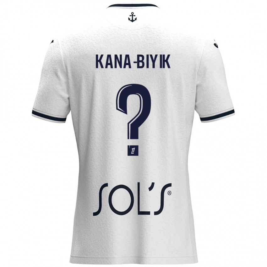 Gyermek Enzo Kana-Biyik #0 Fehér Sötétkék Idegenbeli Jersey 2024/25 Mez Póló Ing