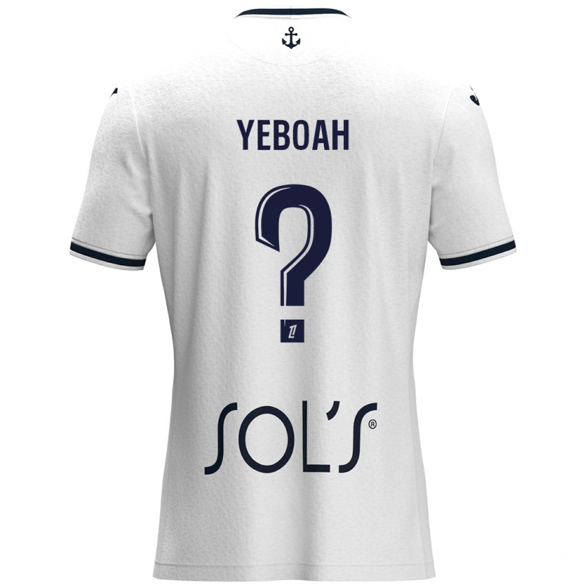 Gyermek Ananée Yeboah #0 Fehér Sötétkék Idegenbeli Jersey 2024/25 Mez Póló Ing