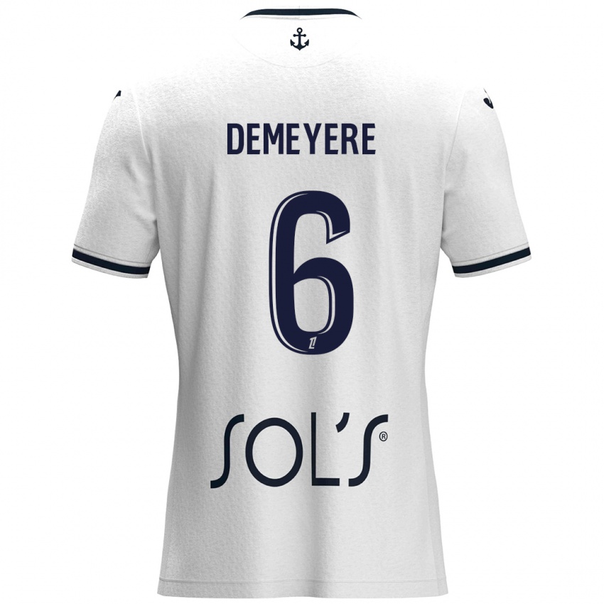 Gyermek Silke Demeyere #6 Fehér Sötétkék Idegenbeli Jersey 2024/25 Mez Póló Ing